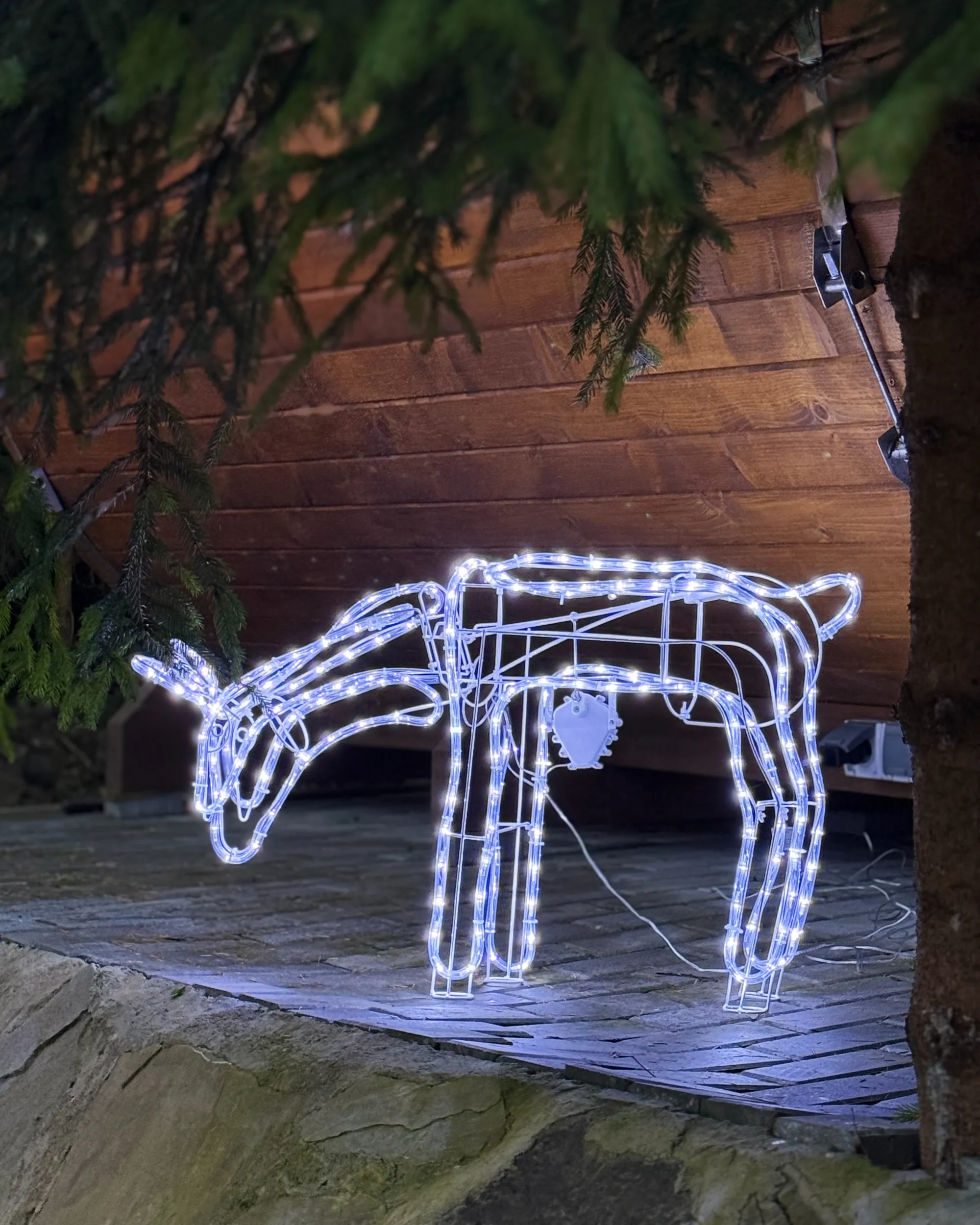 Buitendecoratie LED KRISTNES Geanimeerd ree 53 cm Wit