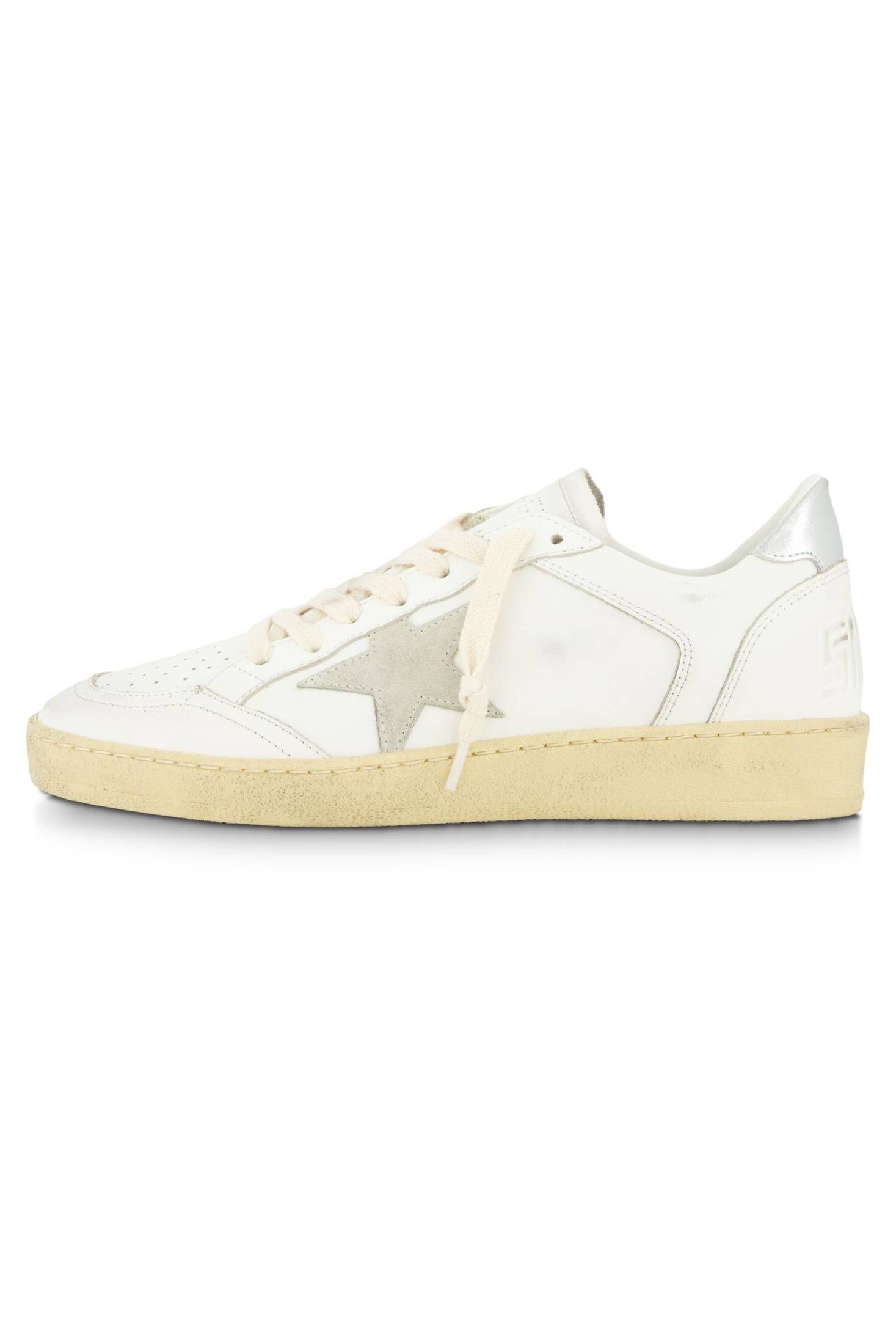 Golden Goose| Damen Sneaker BALLSTAR mit Raulederstern und Metallic-Leder