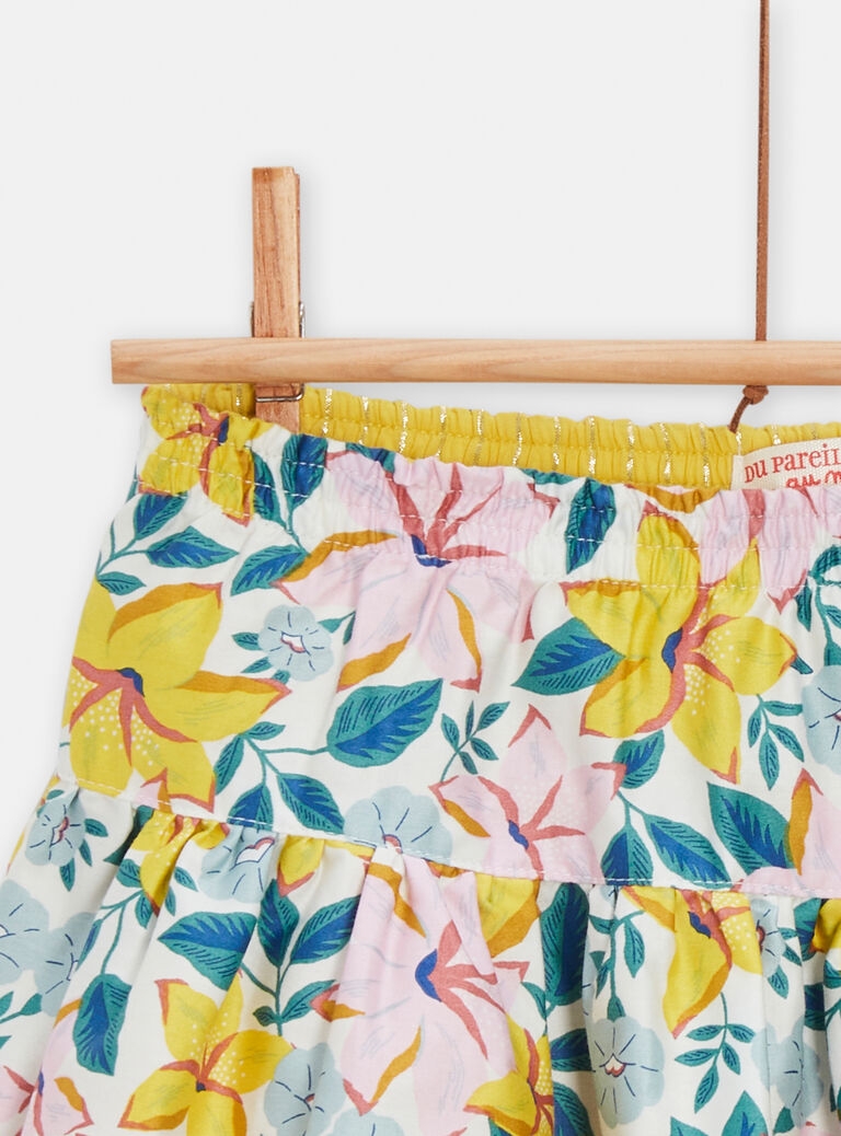 Jupe réversible imprimée fleuri et jaune pour fille