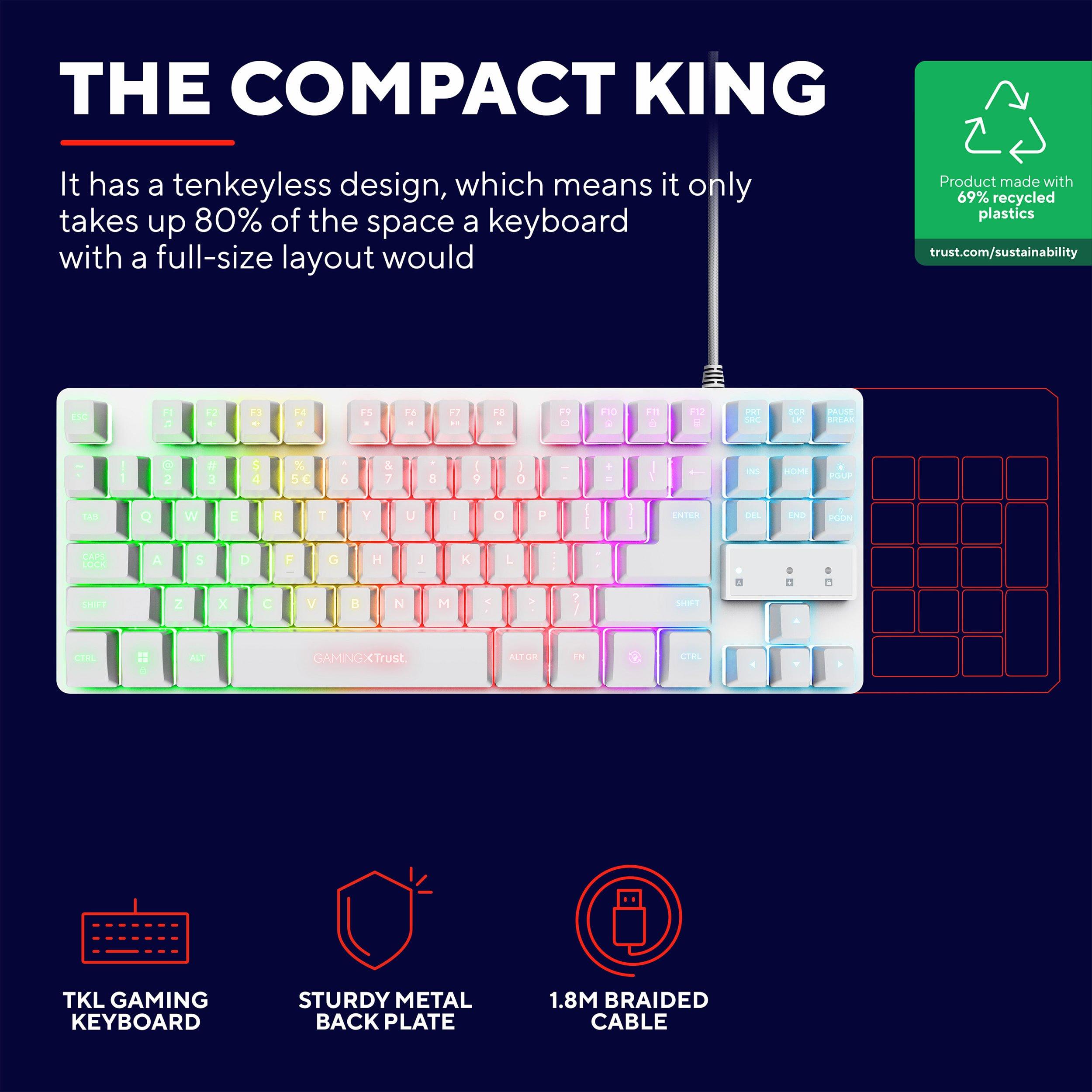 Trust GAME GXT 833W Thado TKL Keyboard White