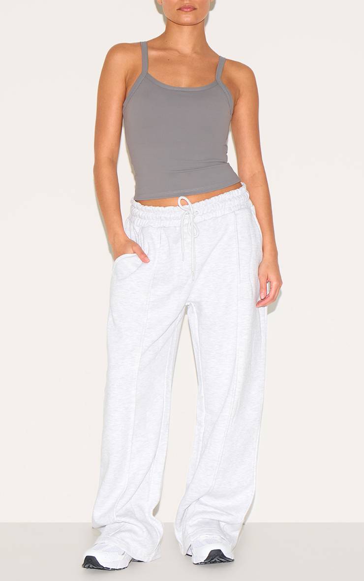 Gris Cendré Joggers Petite À Jambes Larges Avec Détails De Coutures