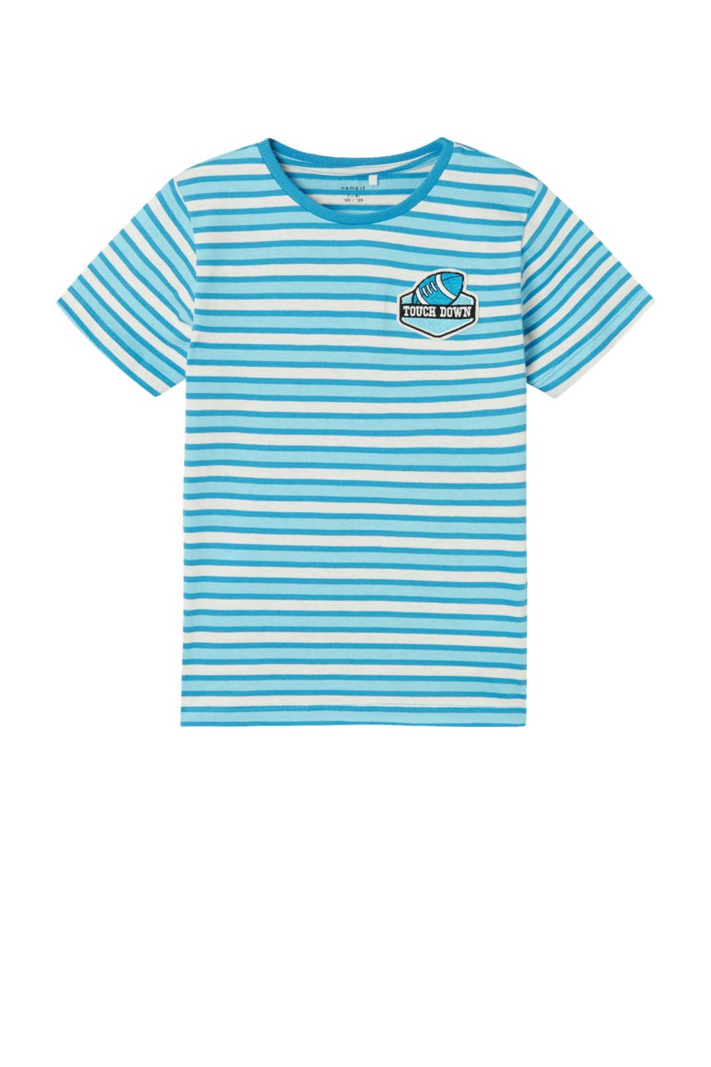 NAME IT gestreept T-shirt NKMDALOVAN aquablauw/wit