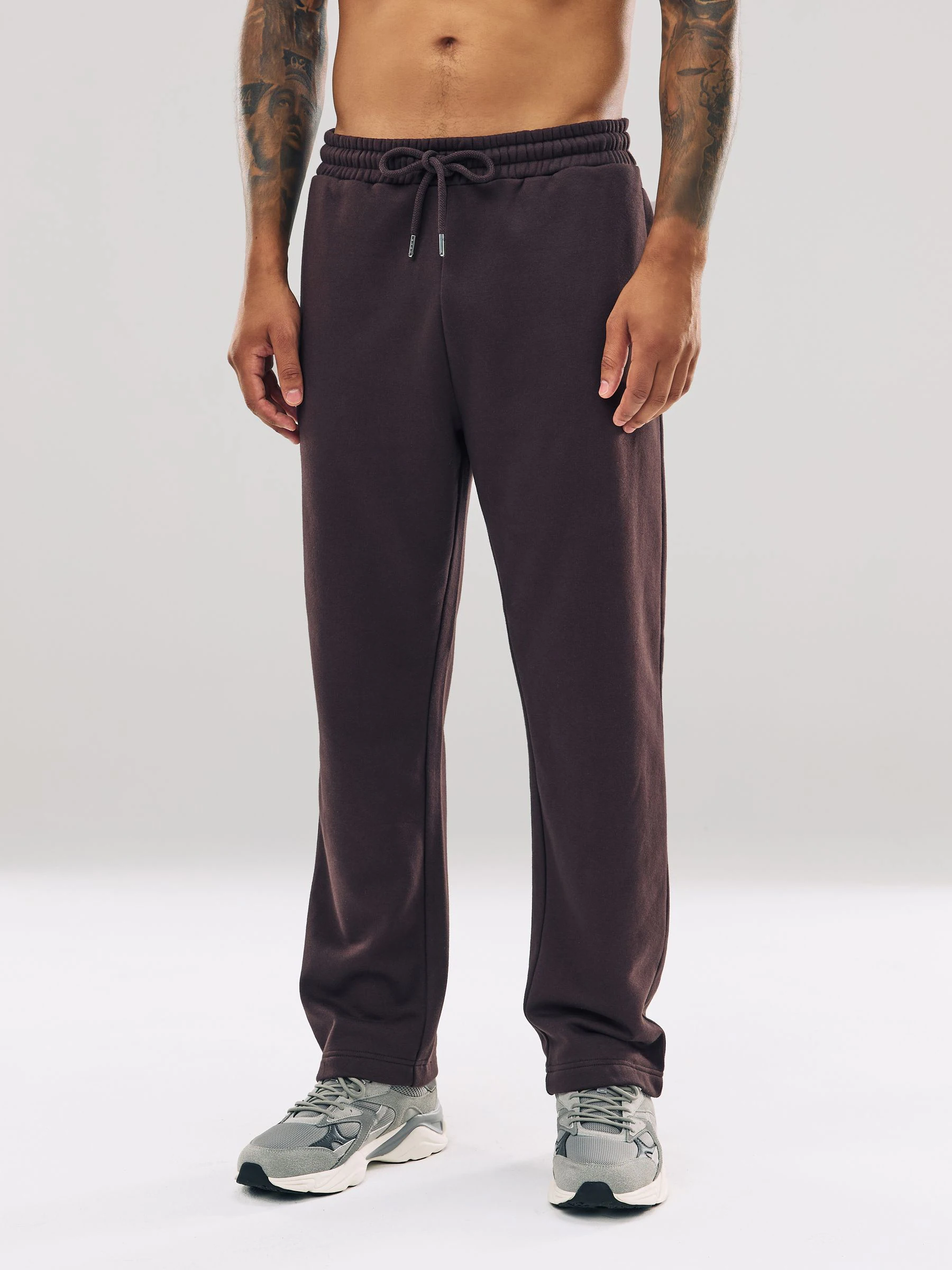 Chocoladebruin - Straight fit - Katoenrijke Jersey Joggingbroeken