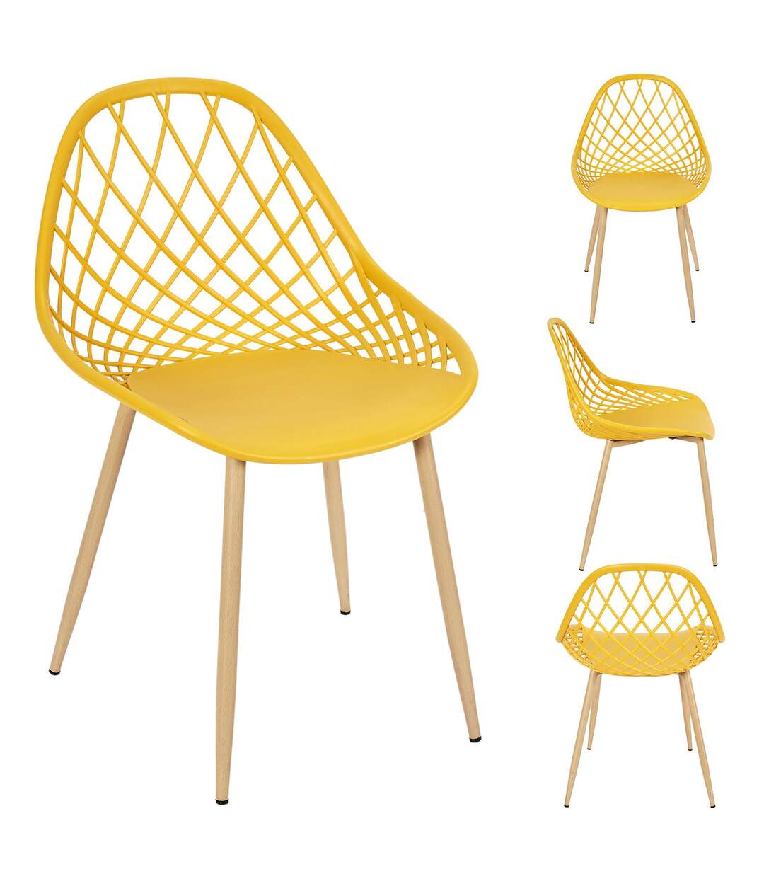 Lot de 4 chaises d'extérieur Malaga en polypropylène - Jaune