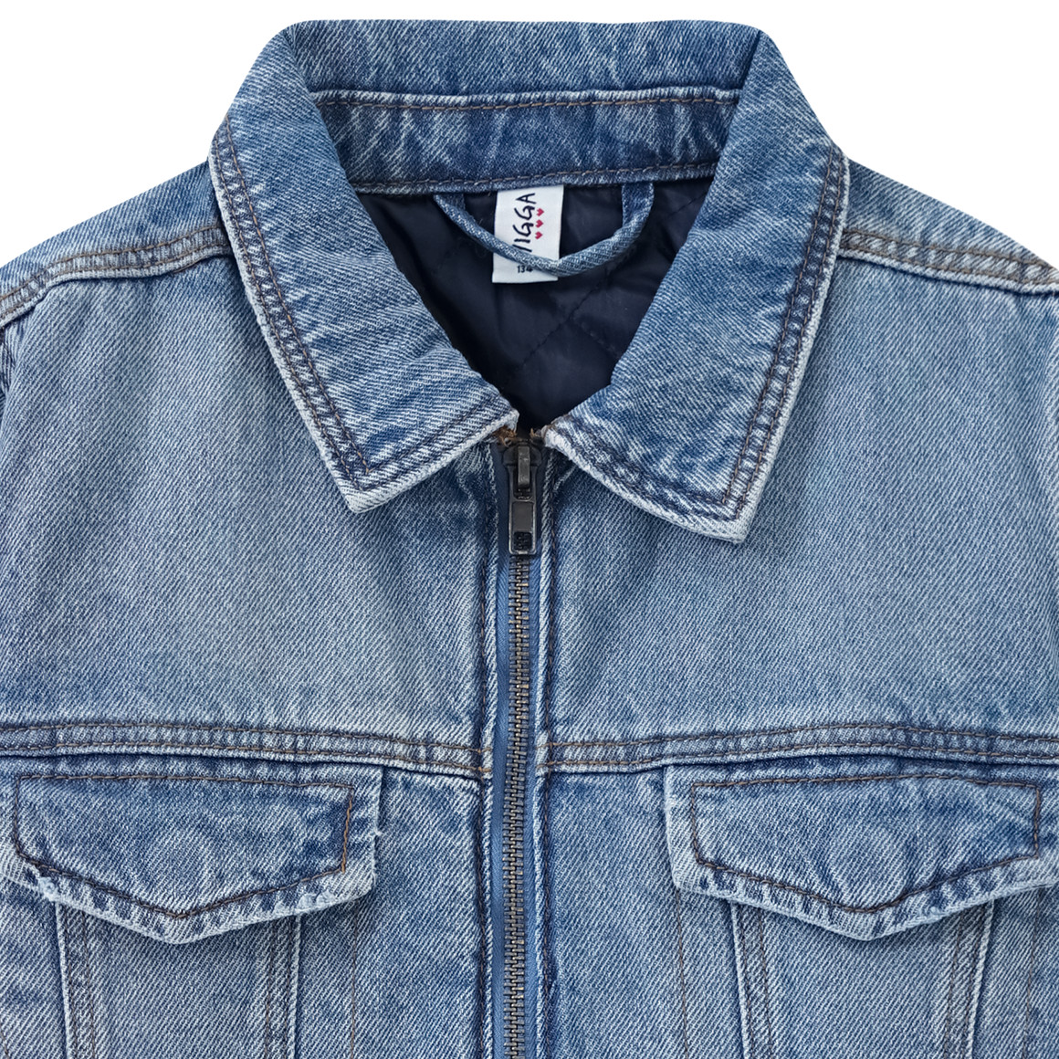 Yigga Mädchen Jeansjacke mit Reißverschluss blau