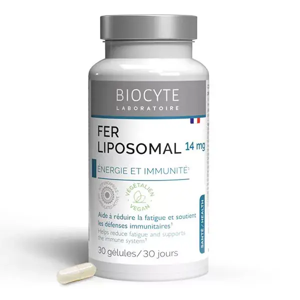 Biocyte Liposomal Ferro Energia e Imunidade Ferro Vitamina C Vitamina B12 30 Cápsulas