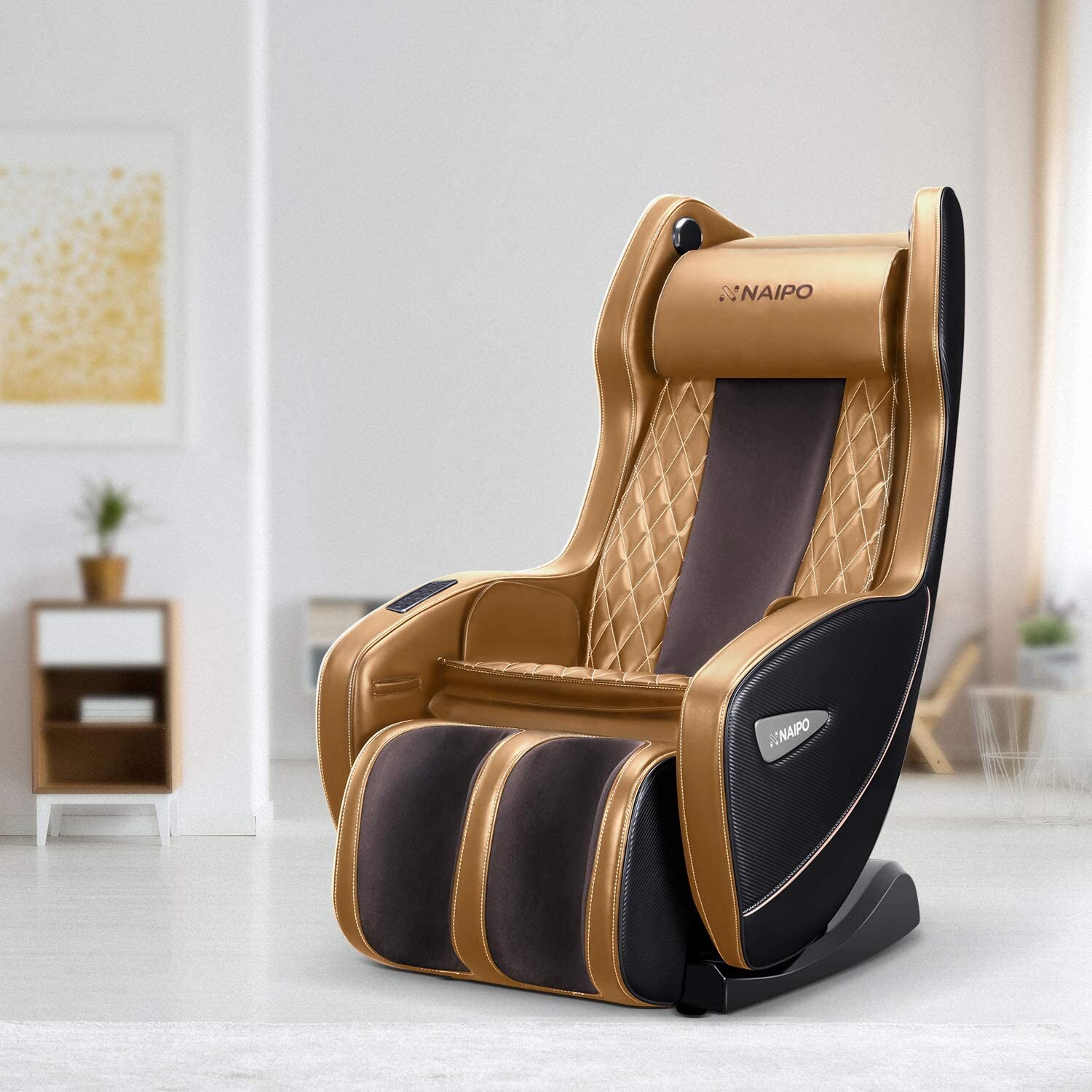 NAIPO Shiatsu Massagesessel Massagestuhl mit Klopfen Kneten Luft-Massage-System Bluetooth 3D Surround Sound Musik