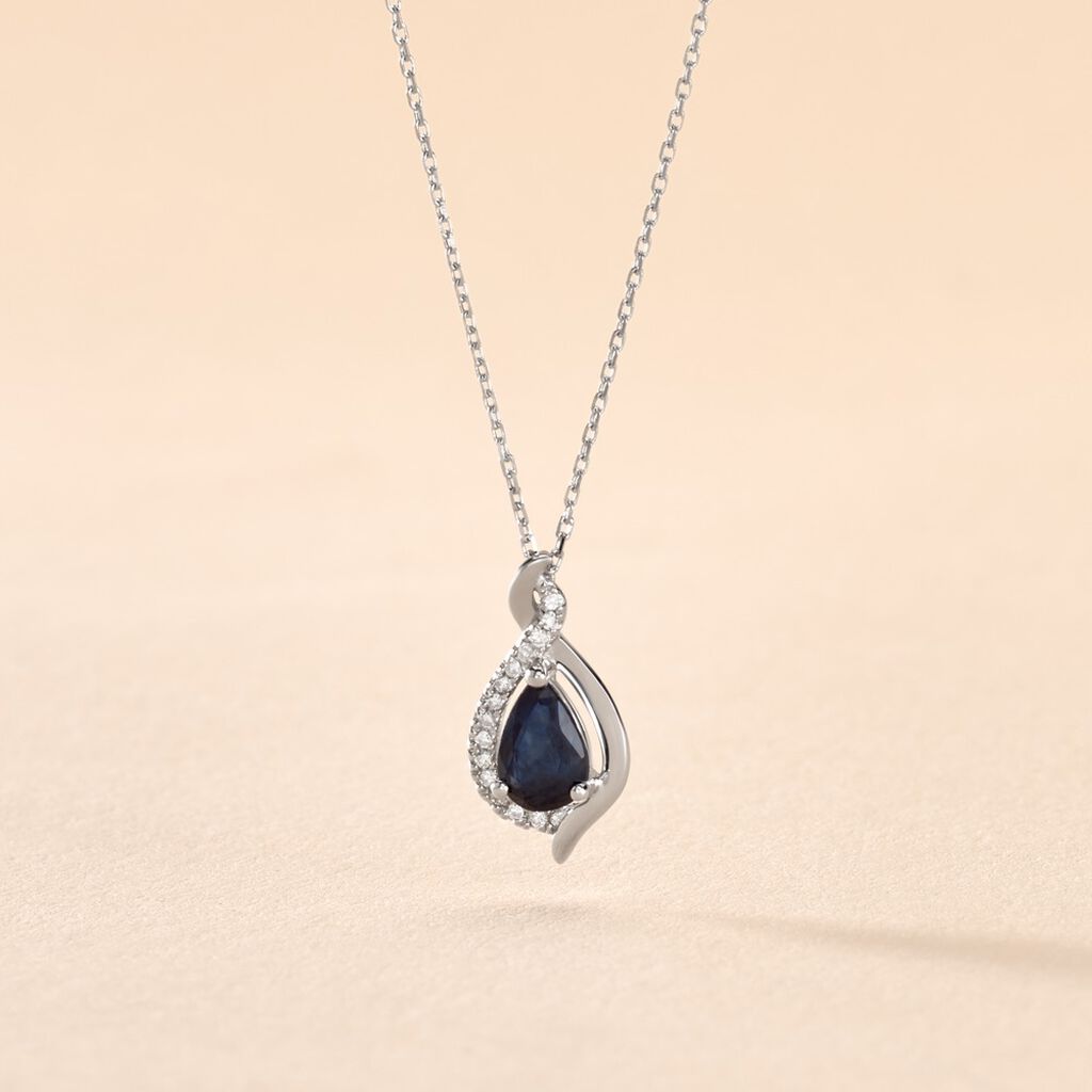 Collier Angelika Or Blanc Saphir Et Diamant