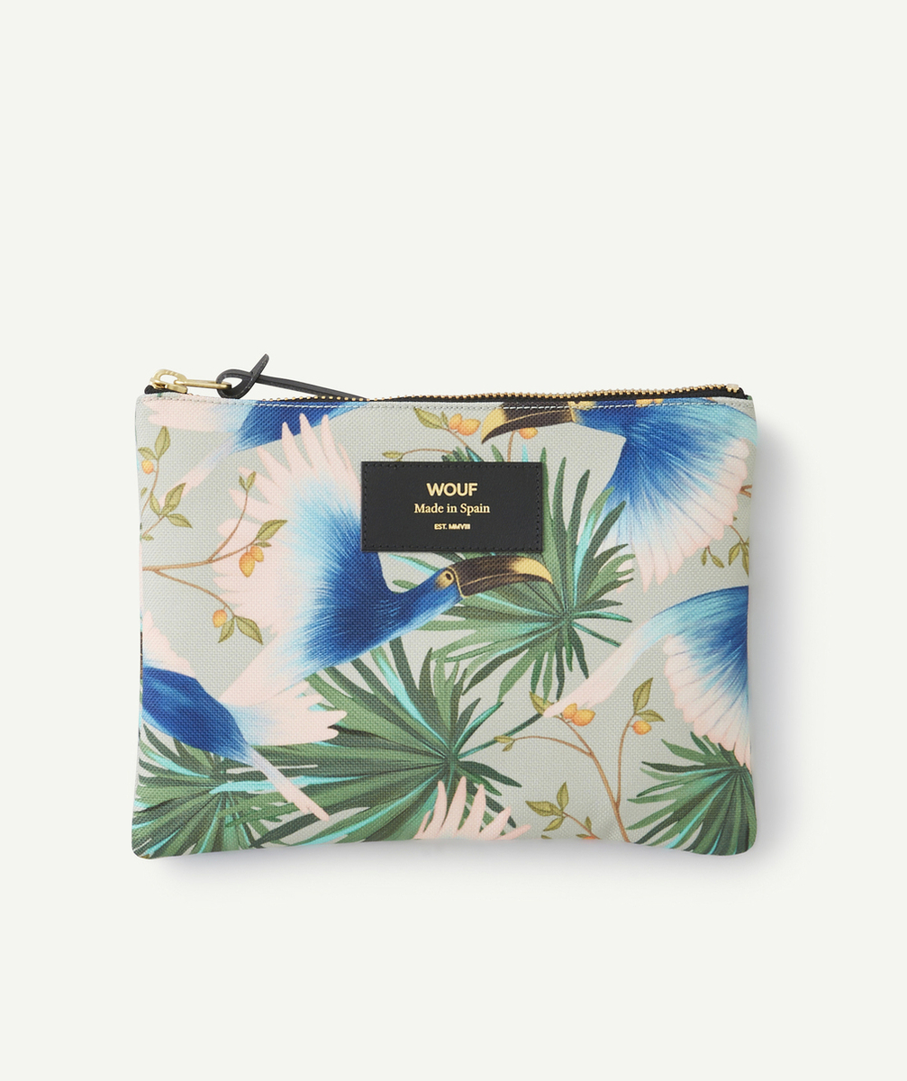 WOUFPOCHETTE EN PLASTIQUE RECYCLÉ IMPRIMÉE TROPICAL OISEAUX