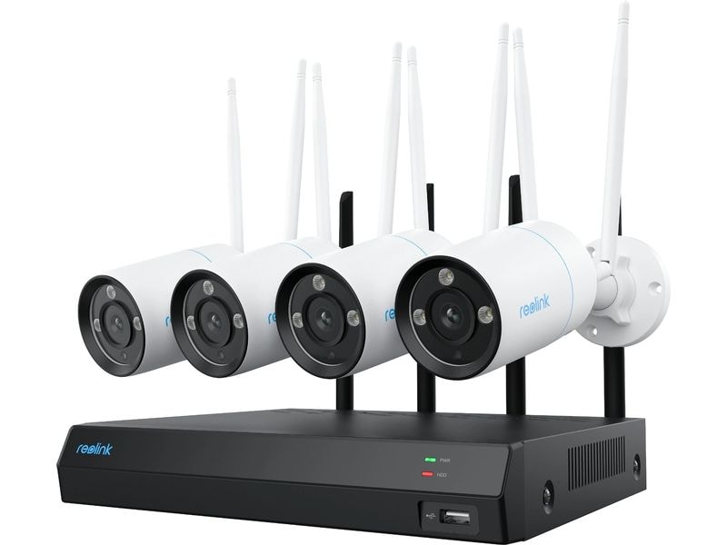 Reolink Überwachungsset NVS12-8 MB4W 4K WiFi inkl. 4 Kamera 12-Kanal 4K Wifi Überwachungskamerasystem 24/7 inkl. 4x 8MP Wifi Kameras mit hochauflösender Nachtsicht