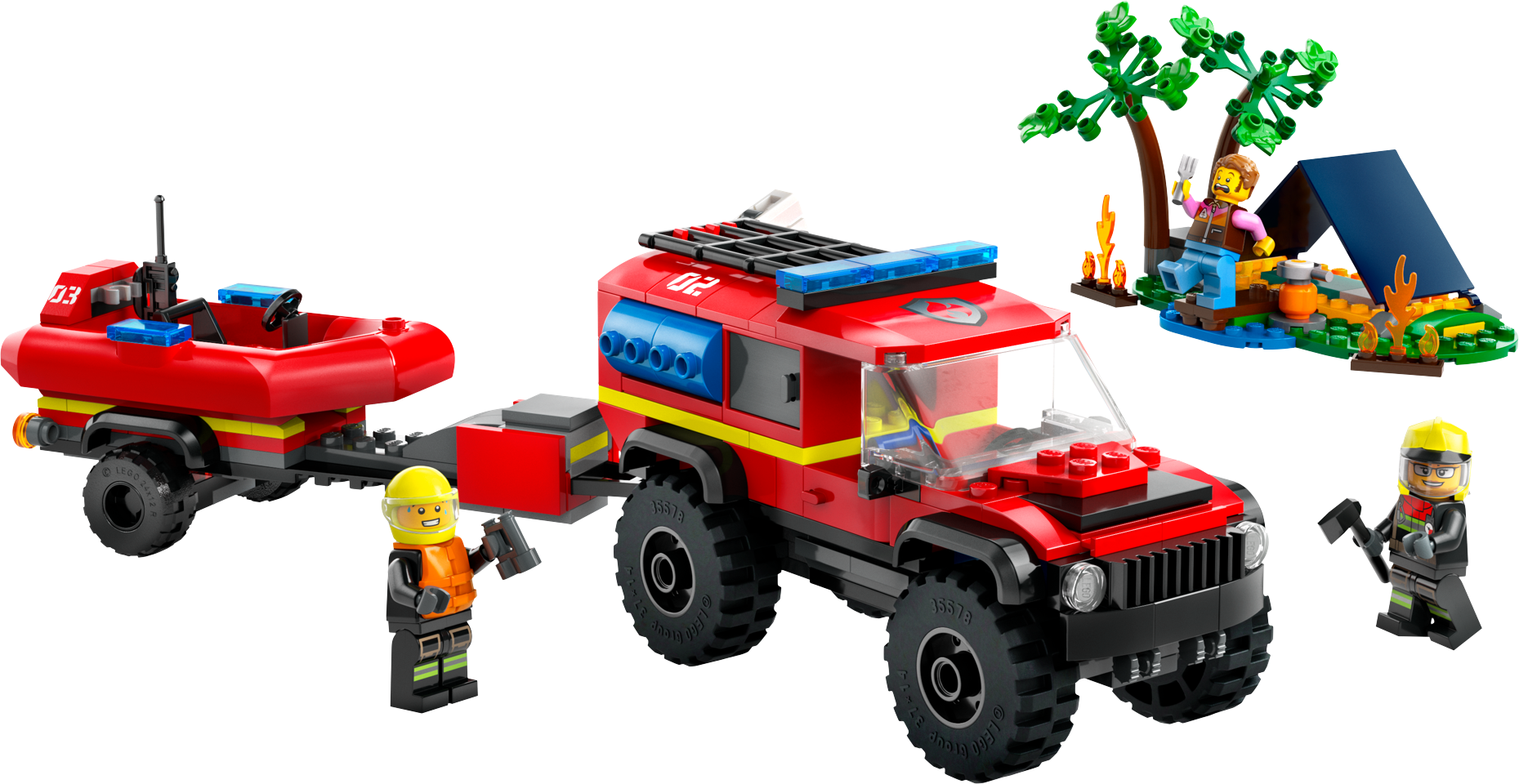 LEGO City - Firhjulstrukket brandbil med redningsbåd (60412)