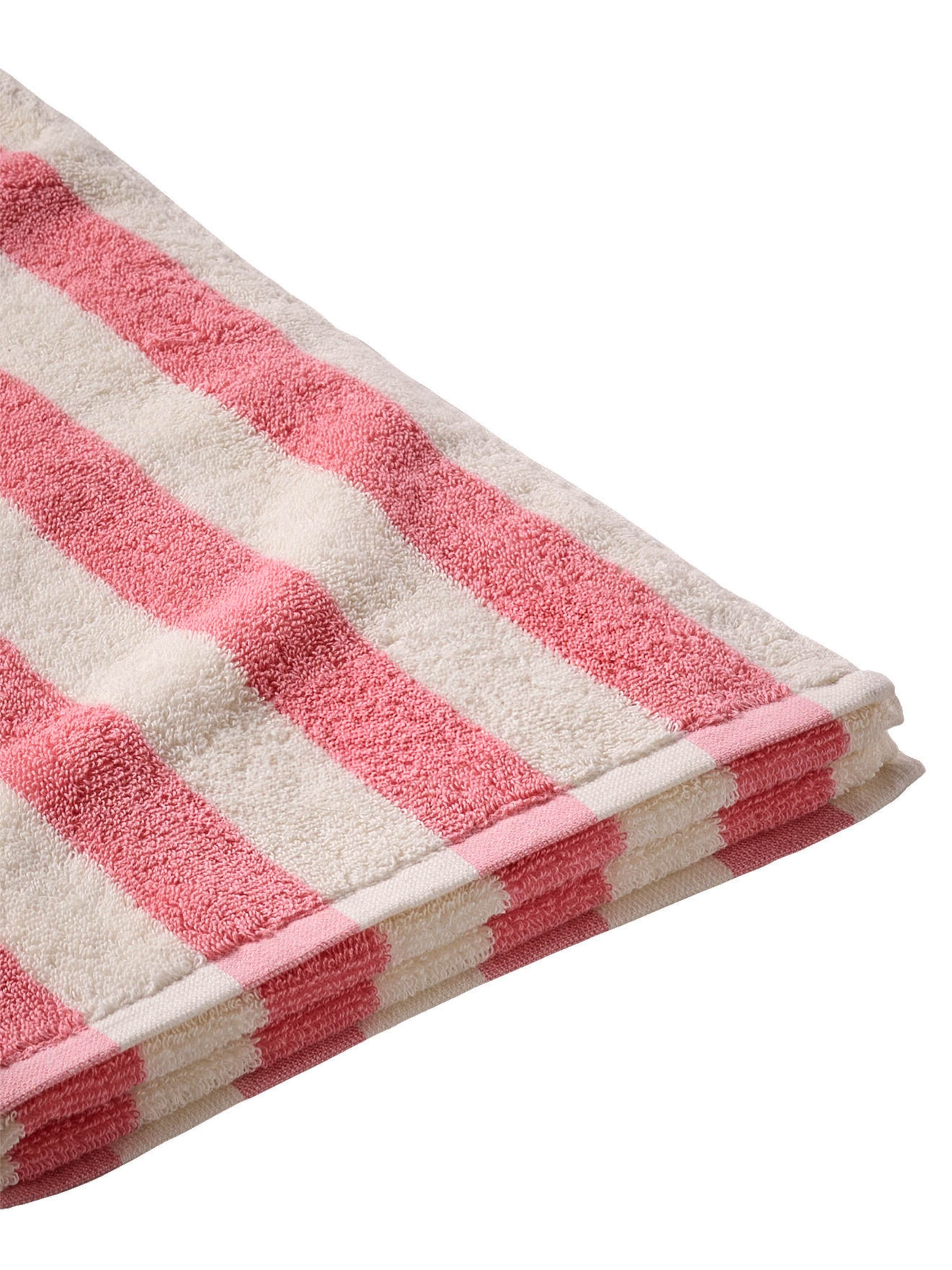 Vertbaudet Kinder Badetuch STRANDKORB mit Recycling-Baumwolle rosa gestreift