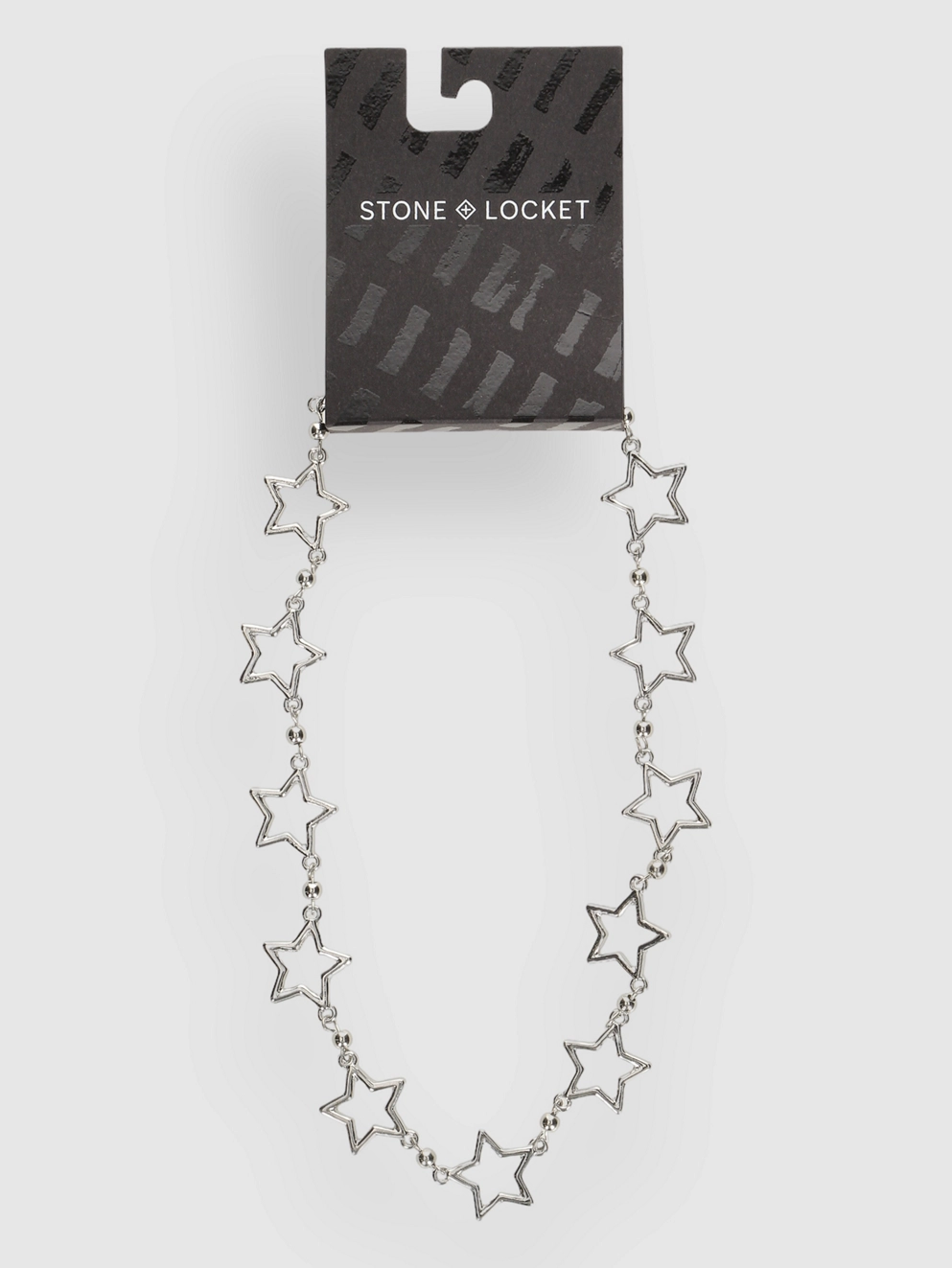 Stone and Locket Star Blazer Necklace silver