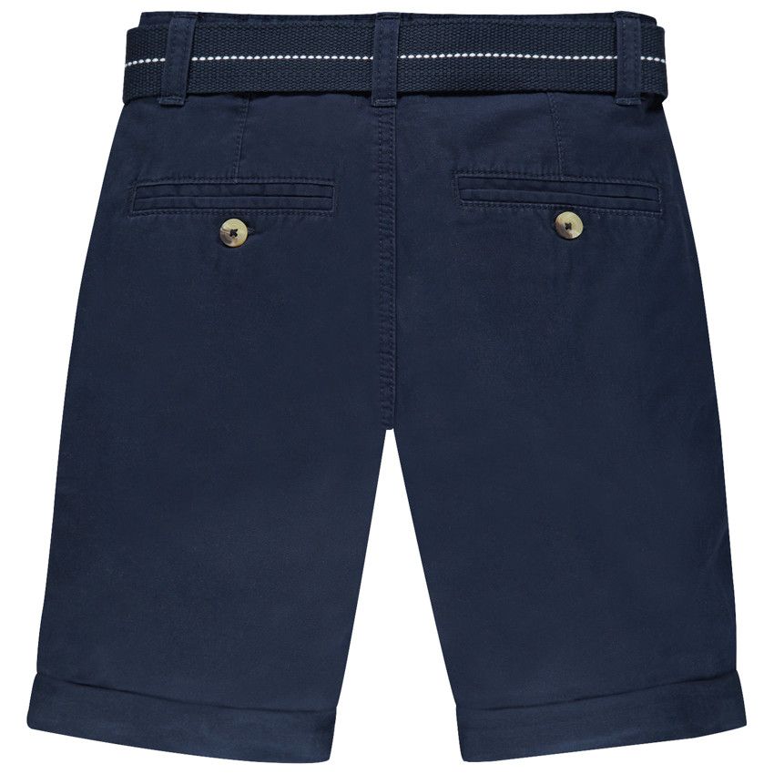Bermuda uni en toile à ceinture amovible - Bleu marine