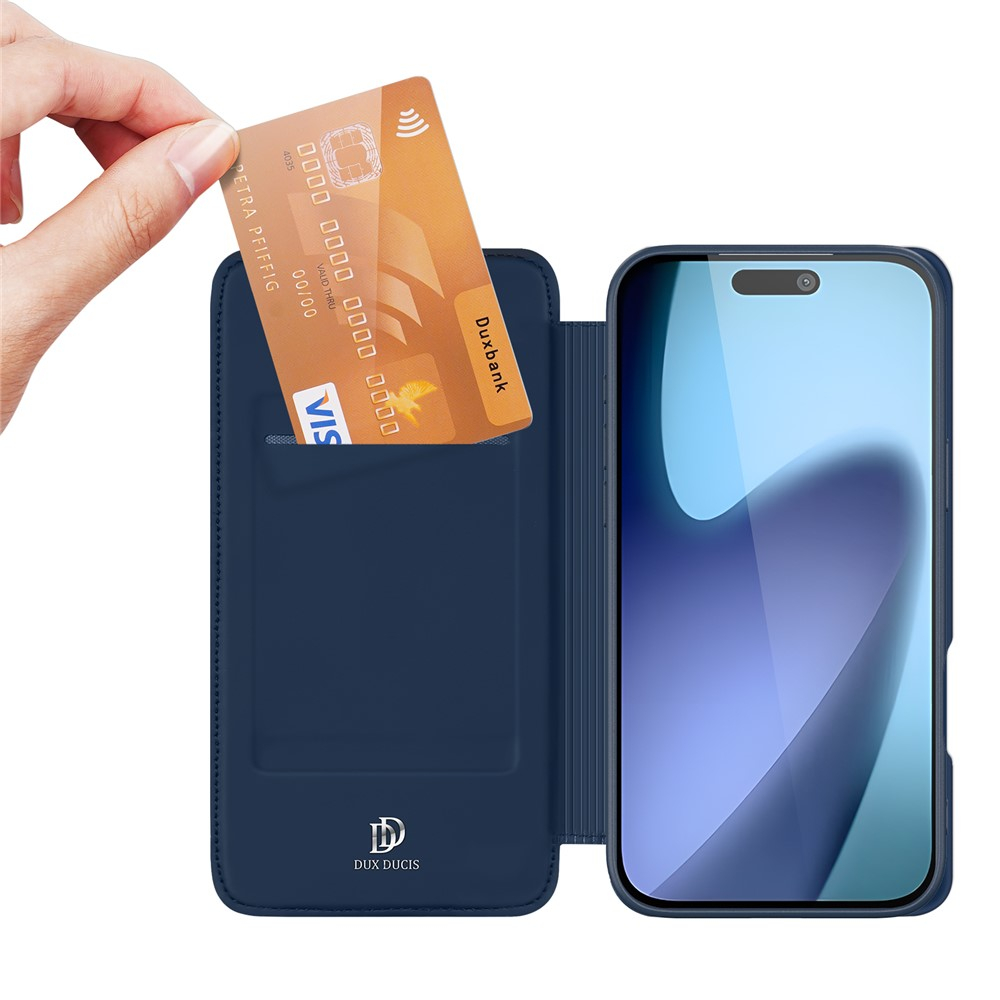 iPhone 17 Flip Wallet Cover Leder Tasche - Blau