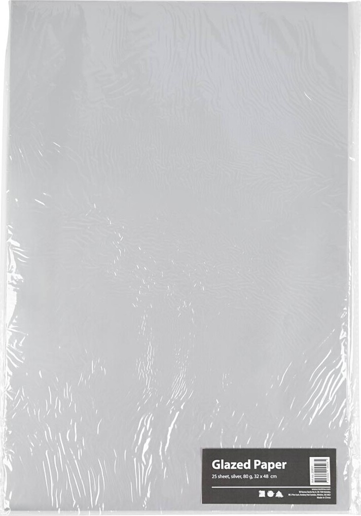 Glanspapir - 32X48 CM - 80 G - Sølv - 25 Ark
