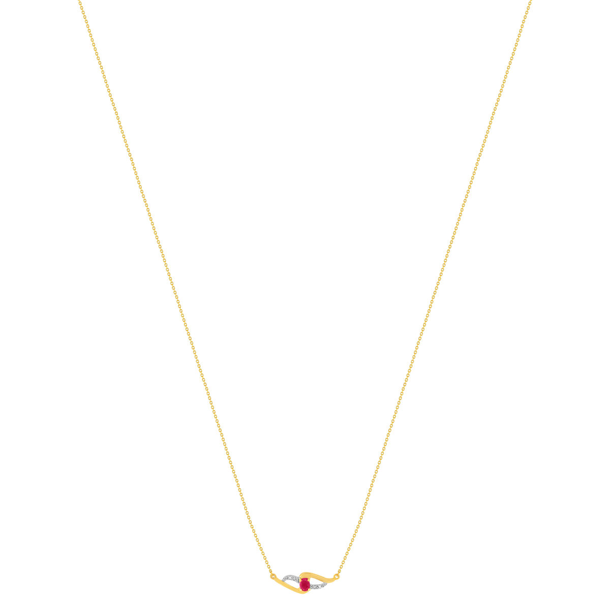 Collier or 375 jaune rubis diamants 45 cm