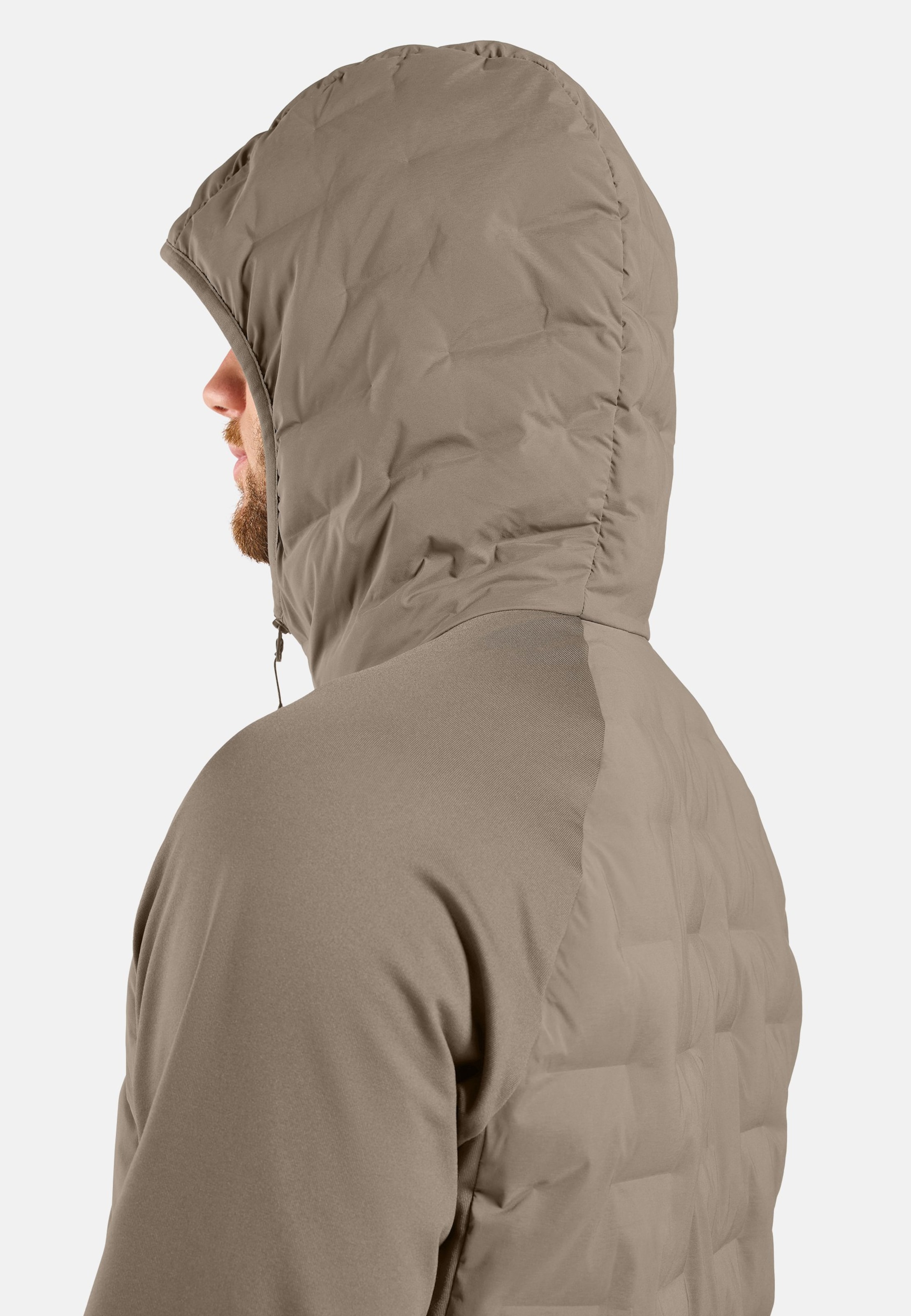Zeroweight Insulator Hybrid Mid Layer mit Kapuze und Reissverschluss in cinder