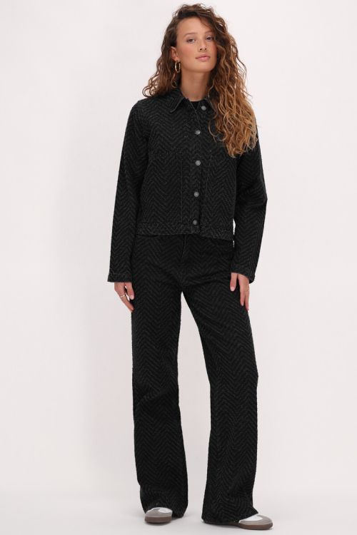 Zwart jacquard denim jasje