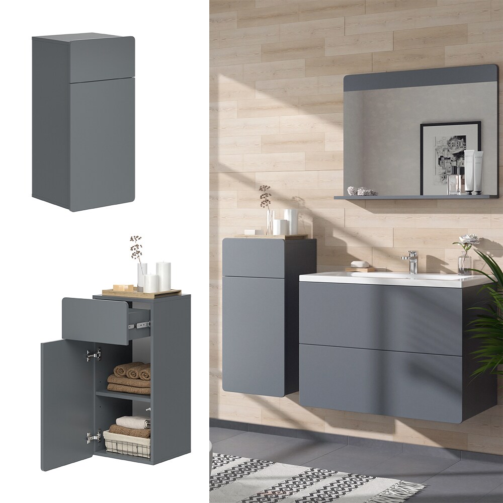 Vicco Midischrank Izan Grau 37 x 77 cm mit Schublade und Tür