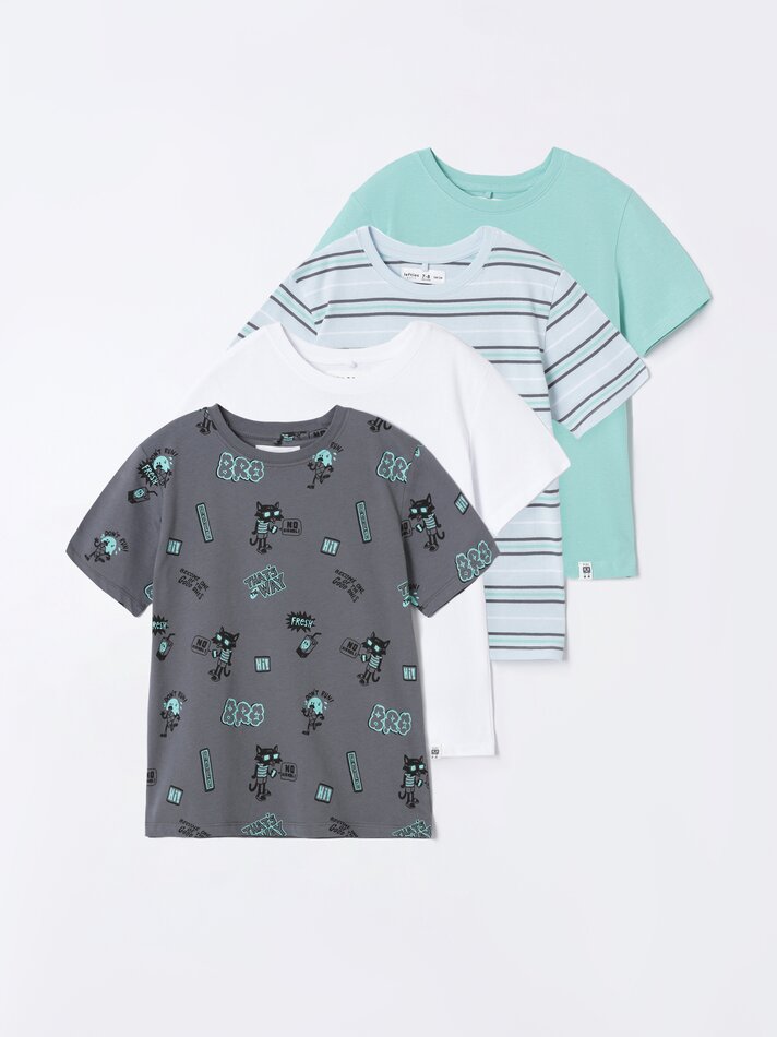 Pacote com 4 camisetas de manga curta sortidas - Índigo