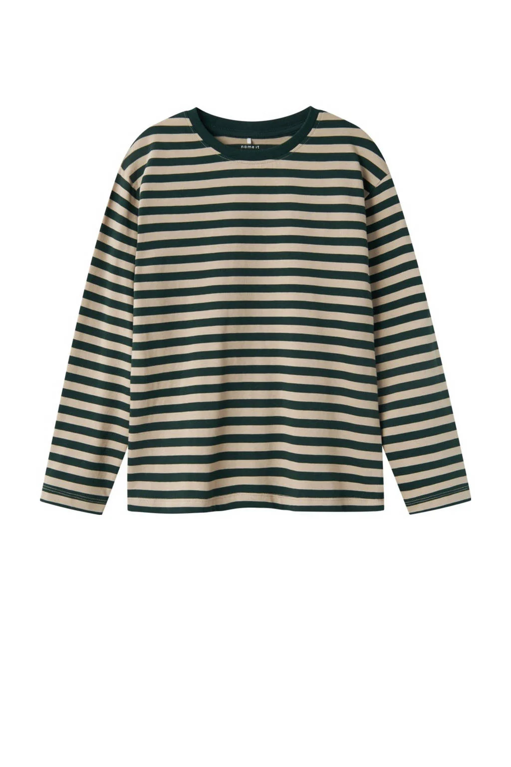 NAME IT gestreepte longsleeve NKMSALMO beige/zwart