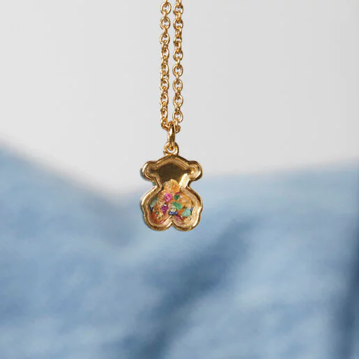 Colar Areia com banho de ouro 18k sobre prata e múltiplas pedras preciosas.