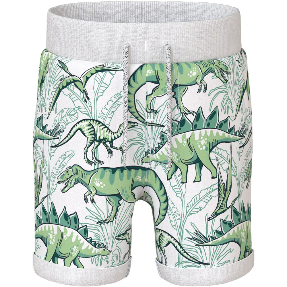 Køb Name It Bright White Palm Dino Vermo AOP Long Sweat Shorts Noos