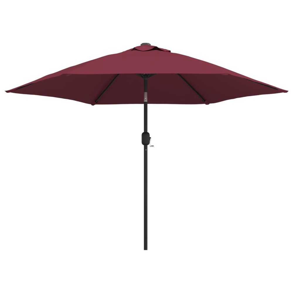 Parasol d'extérieur avec led et mât en acier 300 cm bordeaux