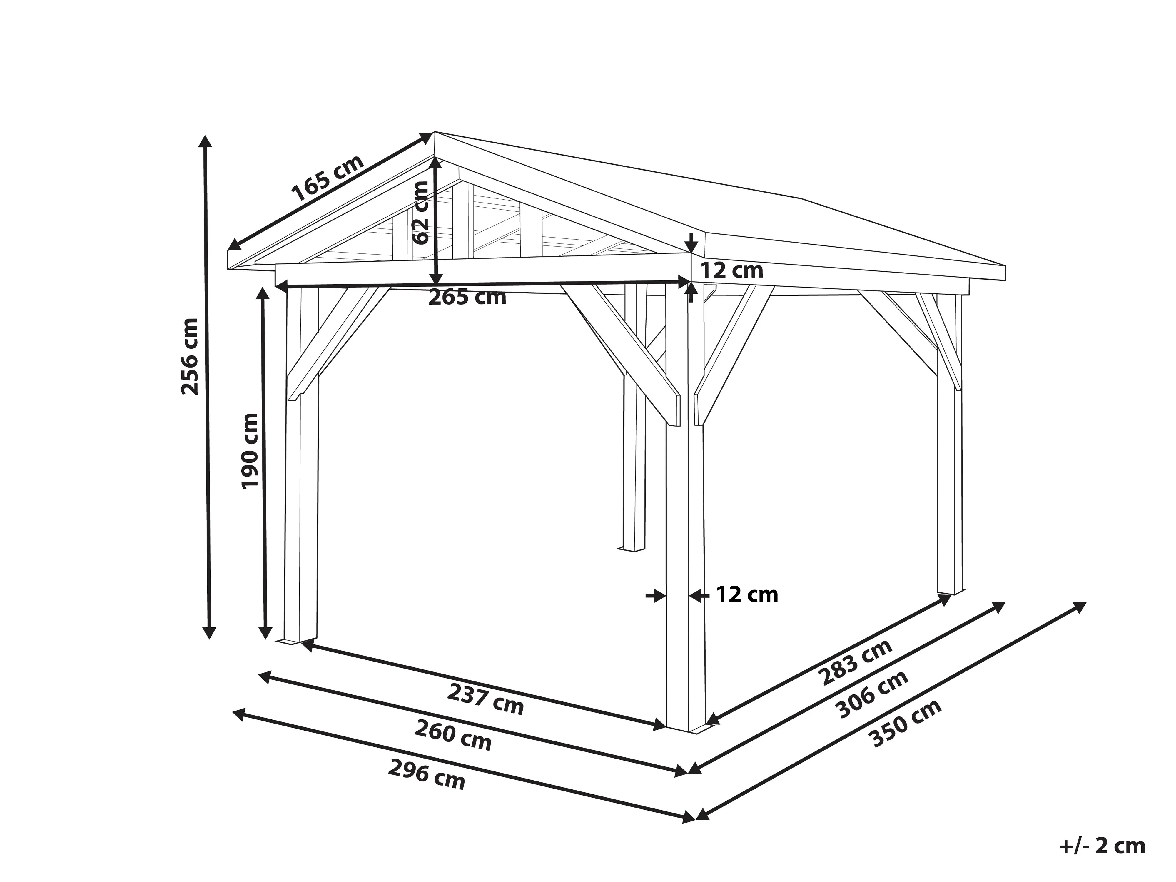 Paviljoen SECCHIA Dennenhout 296 cm 350 cm Bruin/grijs