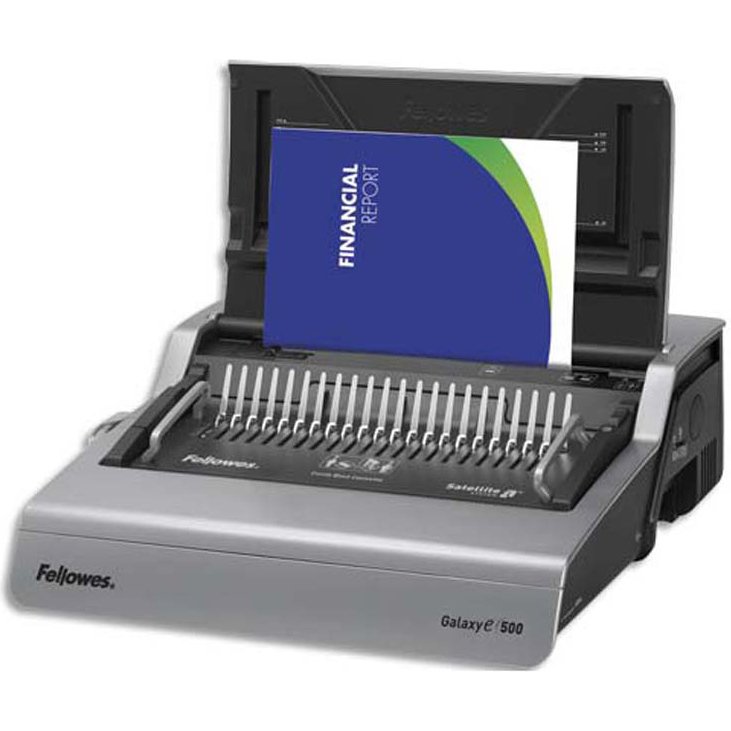 Perforelieur fellowes galaxy e-500 électrique anneaux plastique capacité 25f relie 500f 152x490x446mm coloris gris