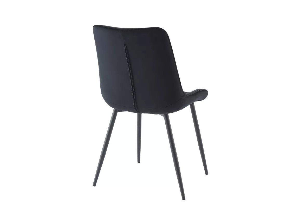 Lot de 6 chaises matelassées - Velours et métal - Noir - OLLUA