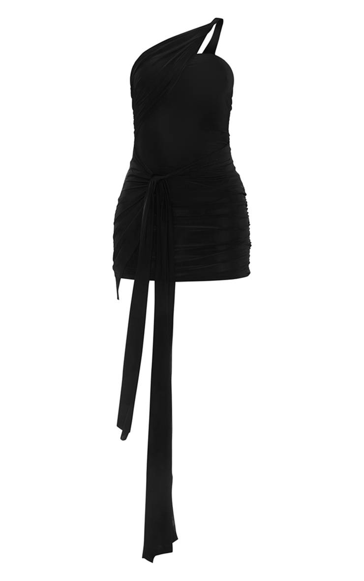 Noir Robe Moulante Bandeau Avec Détail Drapé Noué
