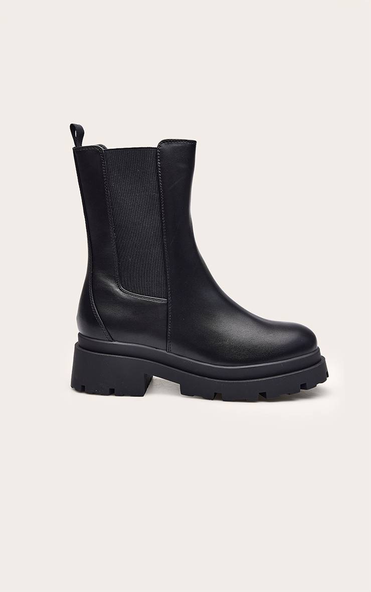 Noir Bottines Chelsea En Synthétiquecuir À Semelle Épaisse
