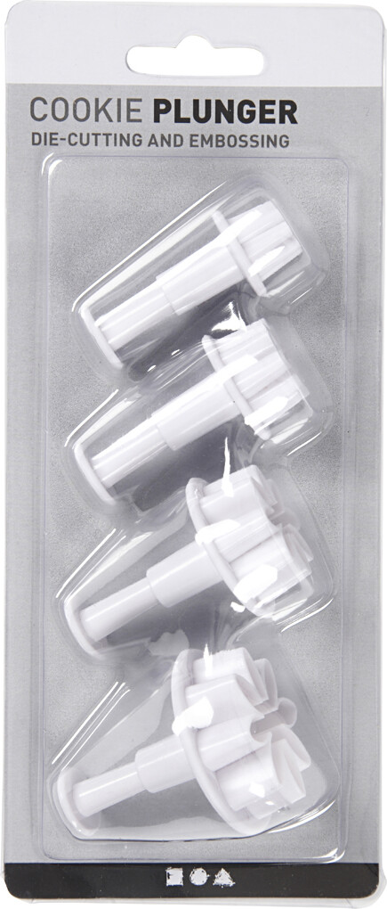 Udstikkere Med Præg - Stjerne - Ø 2,1+2,3+2,6 CM - Hvid - 3 Stk