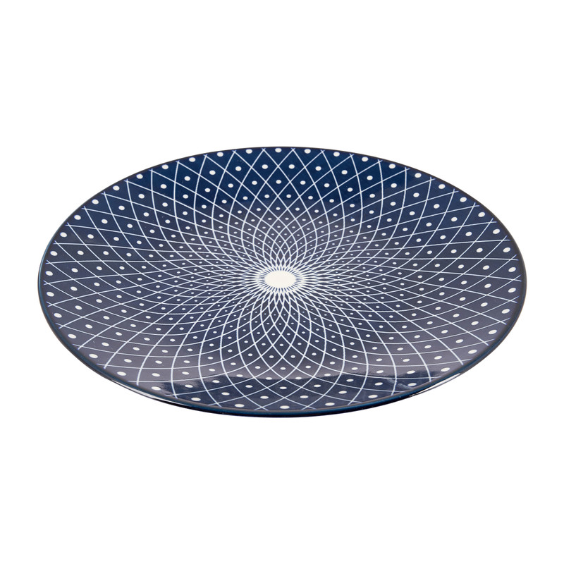 Ontbijtbord blue print - diamonds - ⌀21 cm