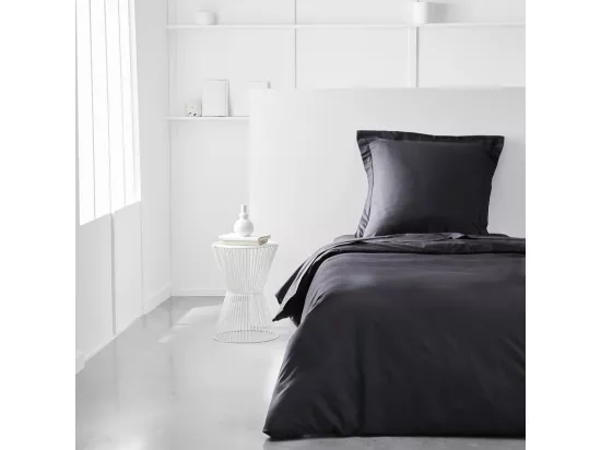 Housse de couette lisse 100% coton, qualité 144 fils. Fusain 240x220cm