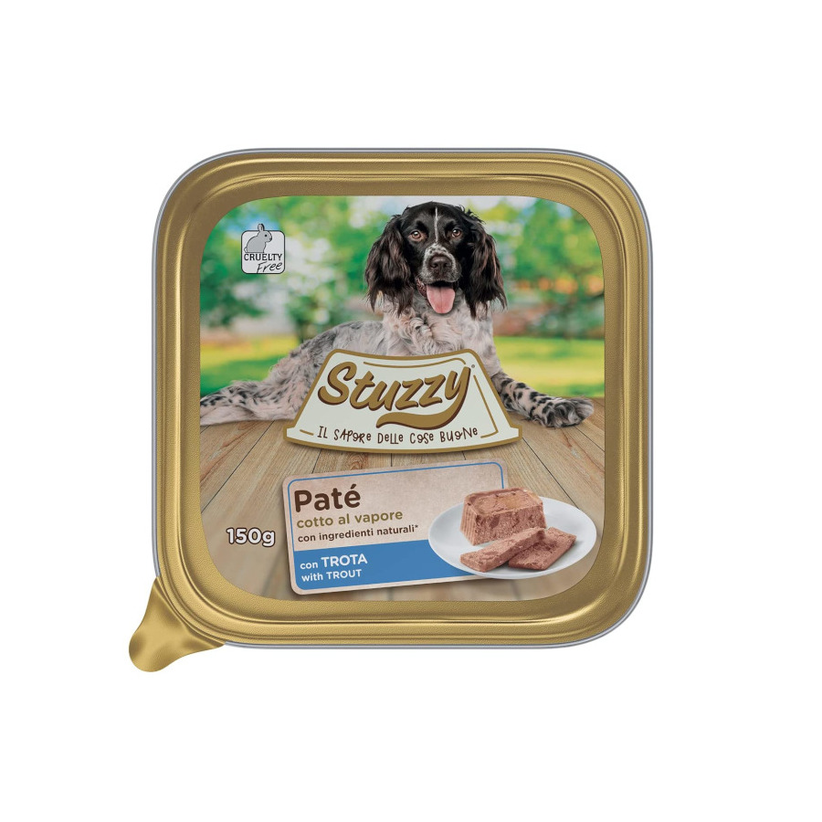 Pote de 150g de ração para cães Stuzzy sabor truta