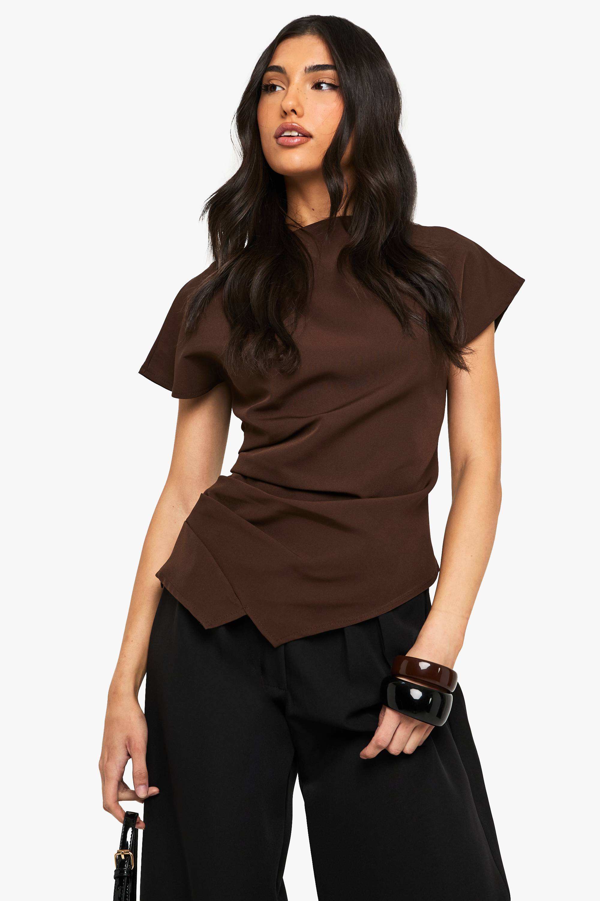 boohoo Haut tissé à drapé latéral fendu