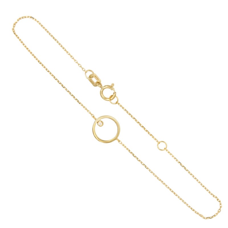 Bracelet Or Jaune et Diamants - Motif Anneau