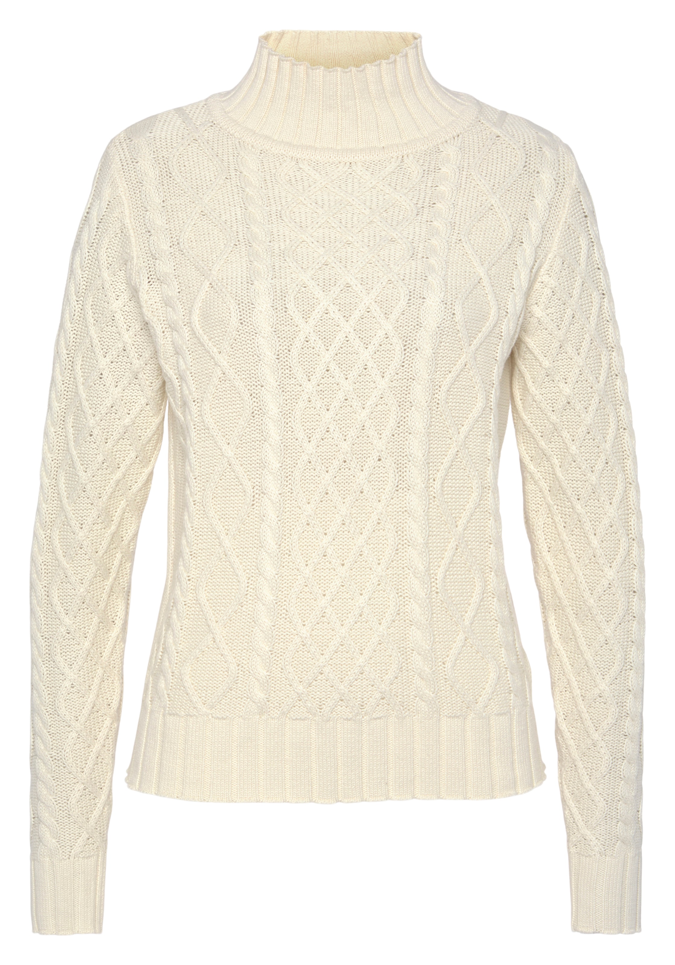 AJC Strickpullover mit modischem Zopfmuster und Stehkragen