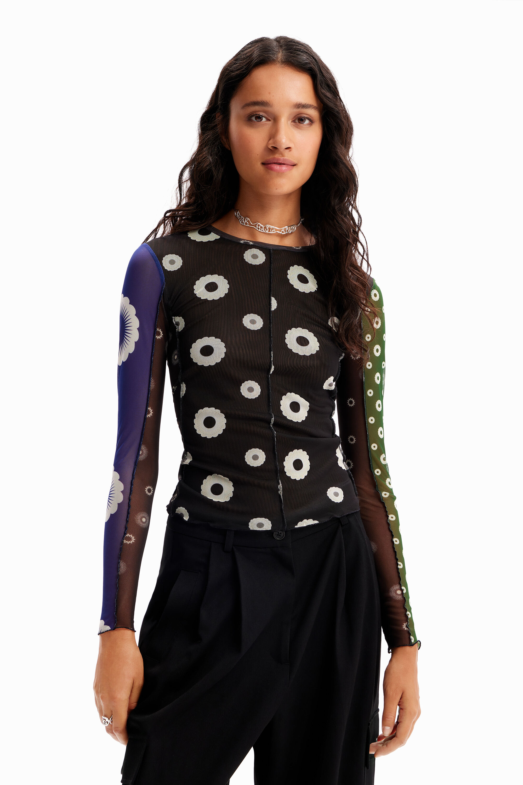 T-shirt tulle patchwork denim