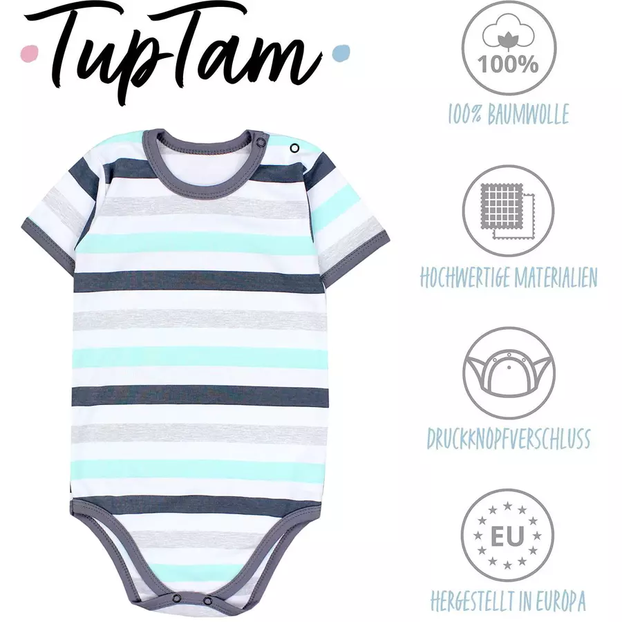 TupTam Kinder Unisex Kurzarm Body 3er Set graublau