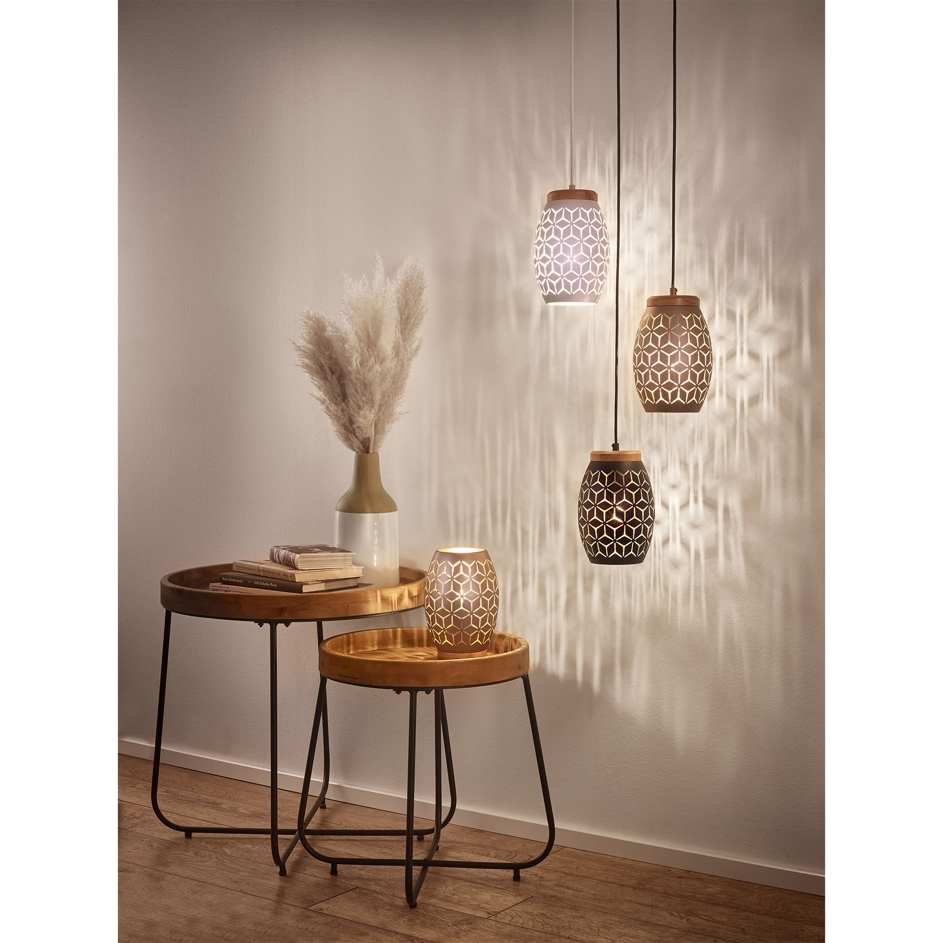 Couchtisch - natur-schwarz - Eukalyptus massiv - Ø 48 cm