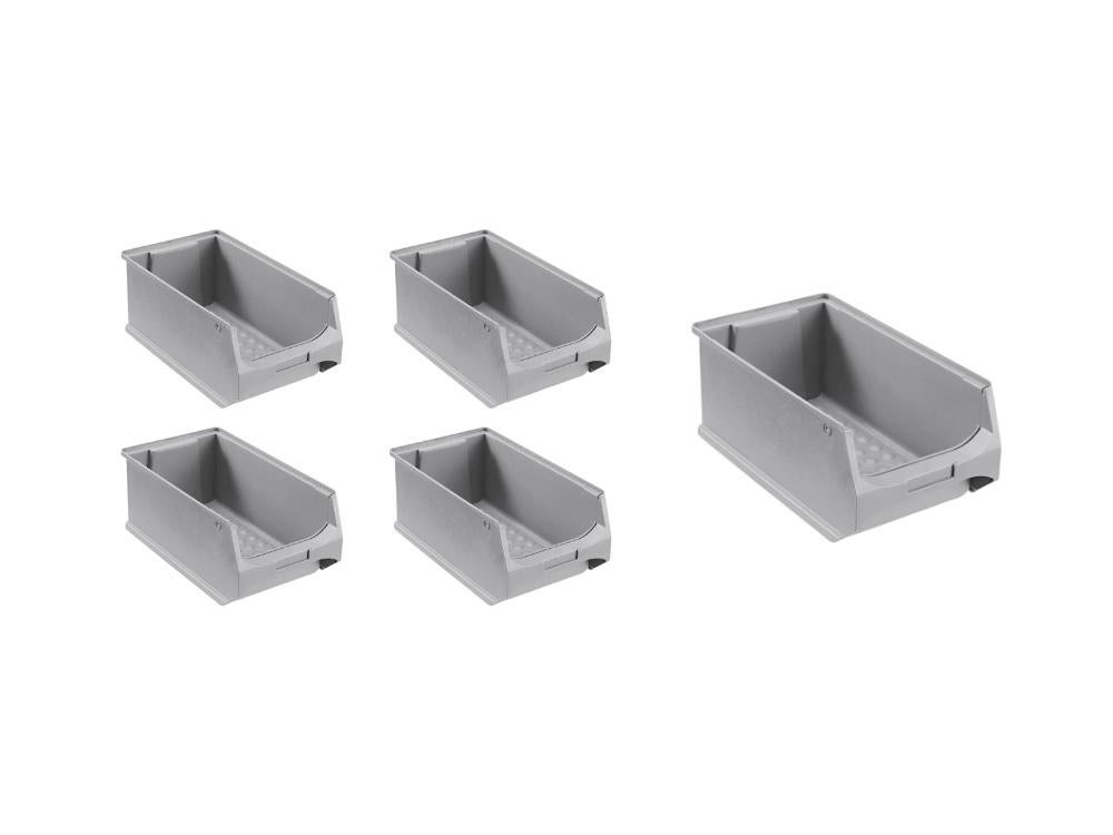 PROREGAL Value Pack 5x Grijze Opbergdoos 4,0 HxBxD 15 x 20 x 35 cm 7,2 Liter Opbergcontainer