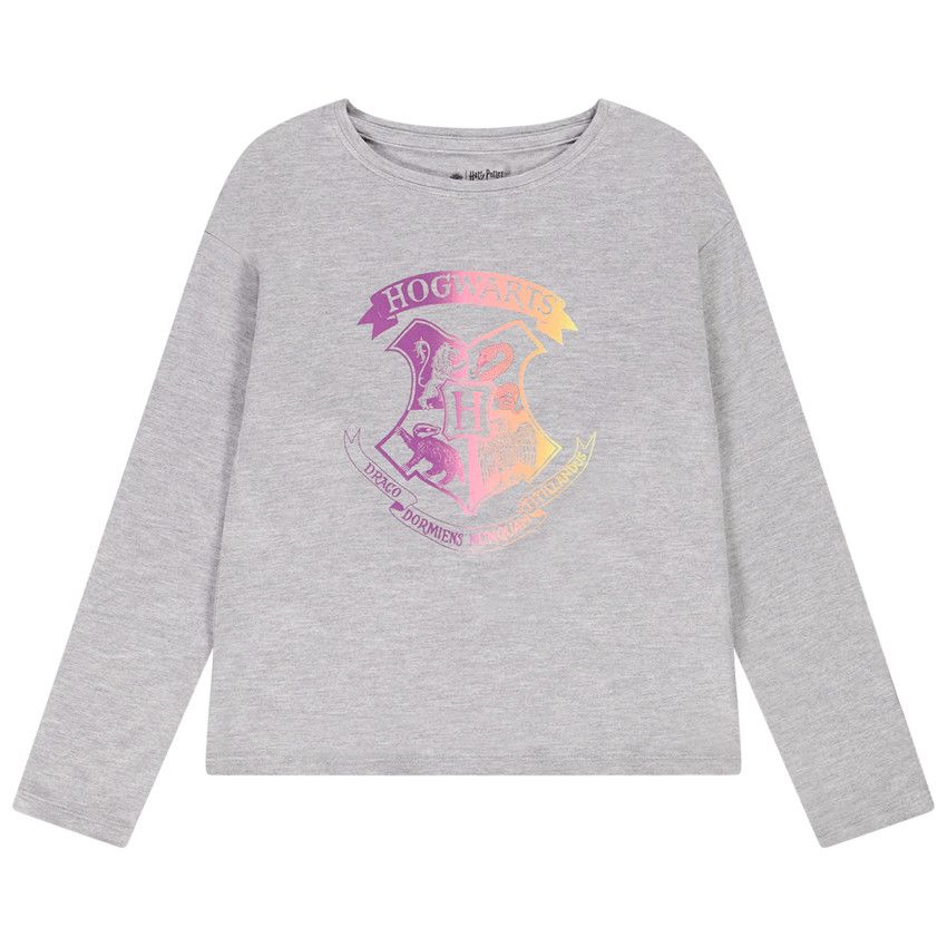 T-shirt manches longues en jersey print Harry Potter pour fille - Gris clair