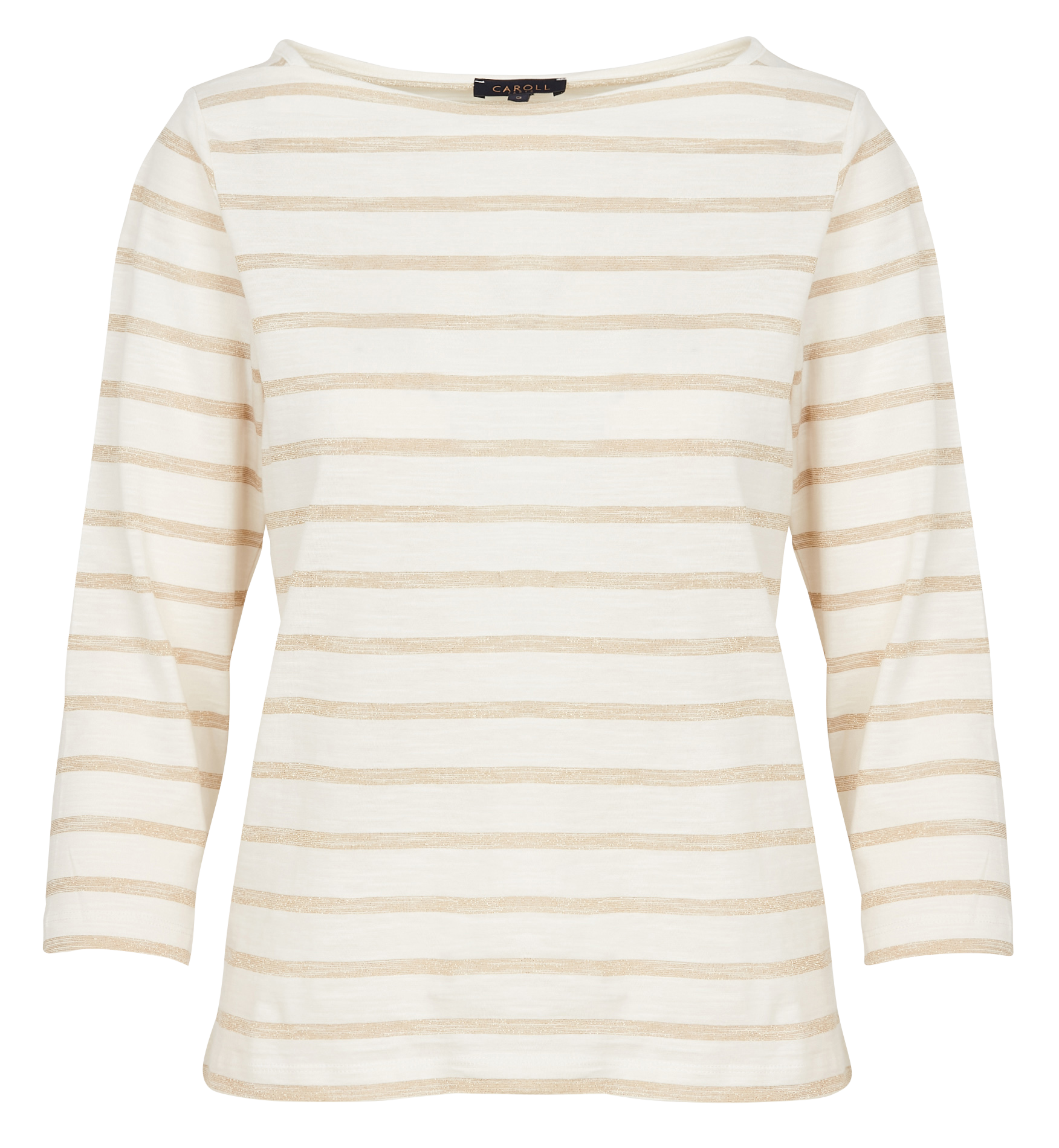 TCLEO - Tee-shirt col bateau rayé en coton | Doré