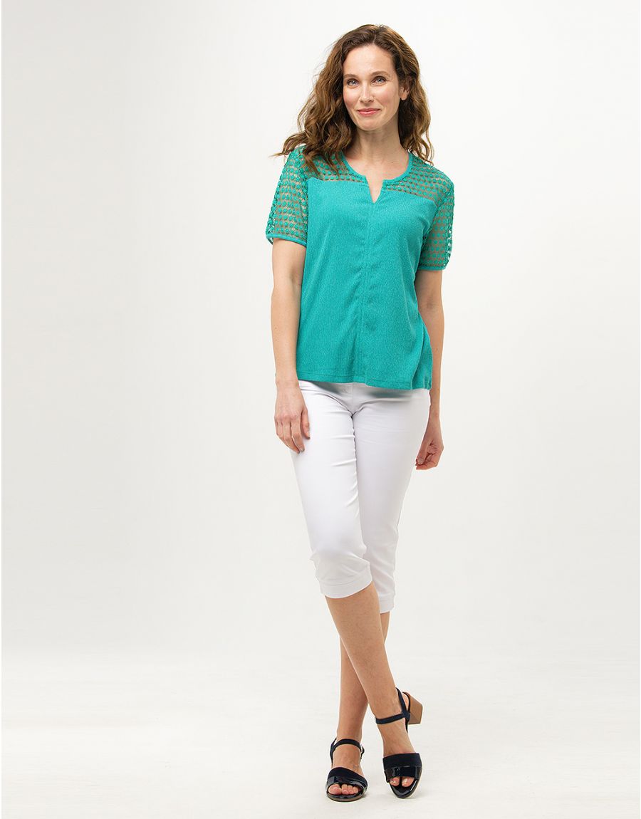 Blouse dentelle vert