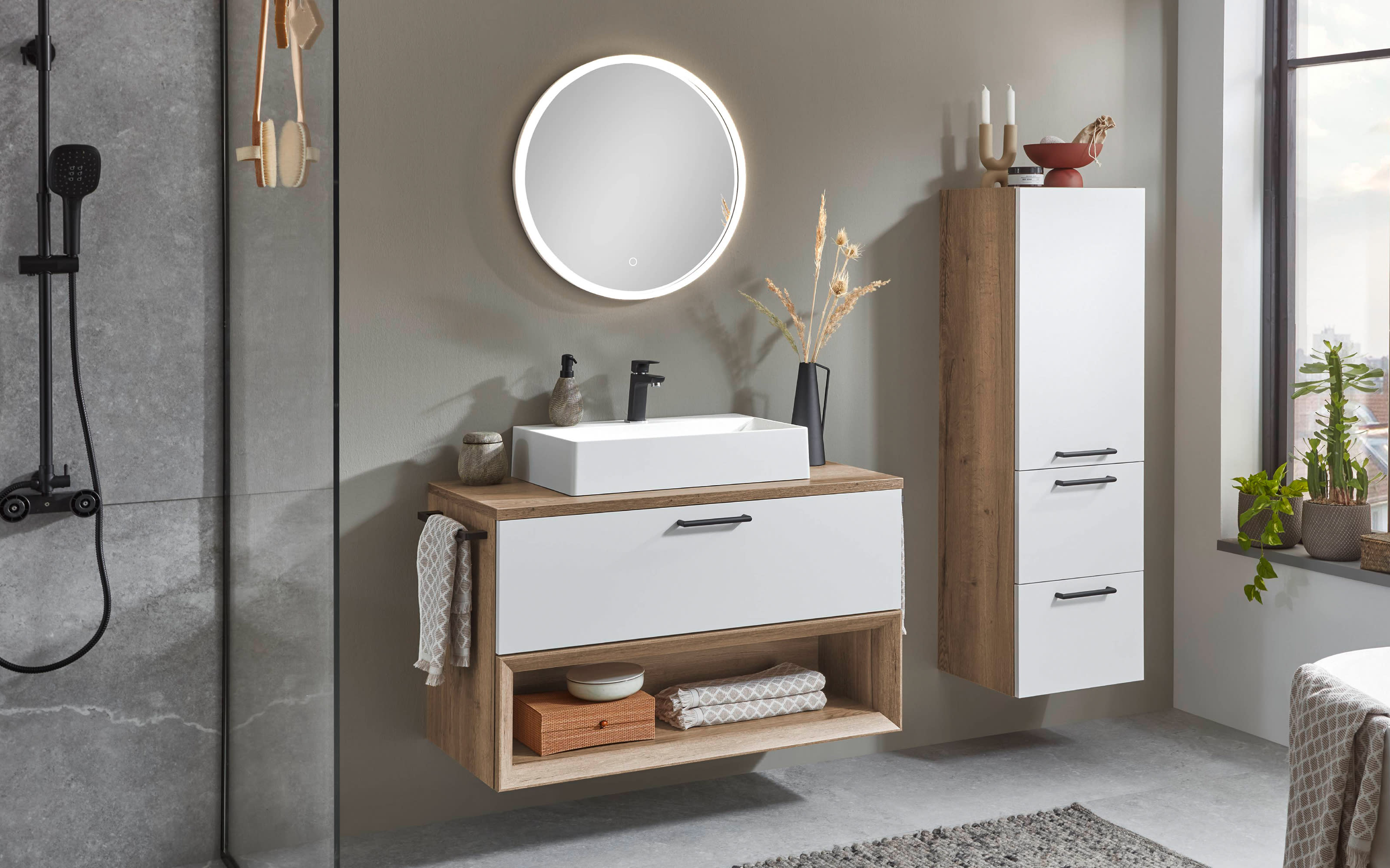 LED-Spiegel Senso, silber, 80 cm
