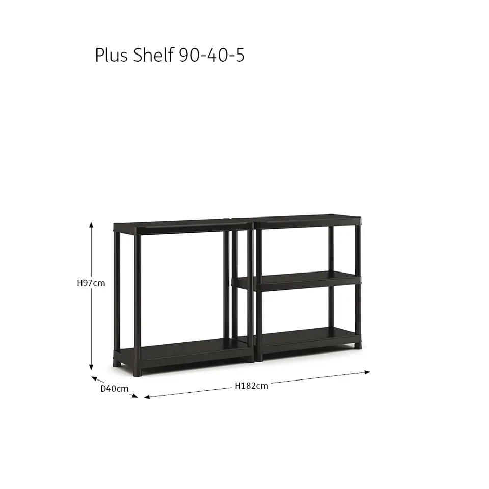 Keter Plus Shelf 90/5 - 5 Planken - 90x40x182cm - Zwart